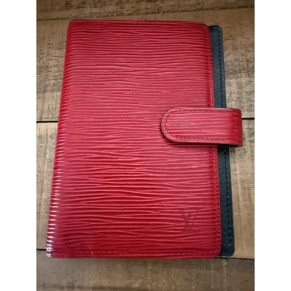 Louis Vuitton Small Red Epi Leather Ring-Bound Planner Agenda Cover Gold Rings